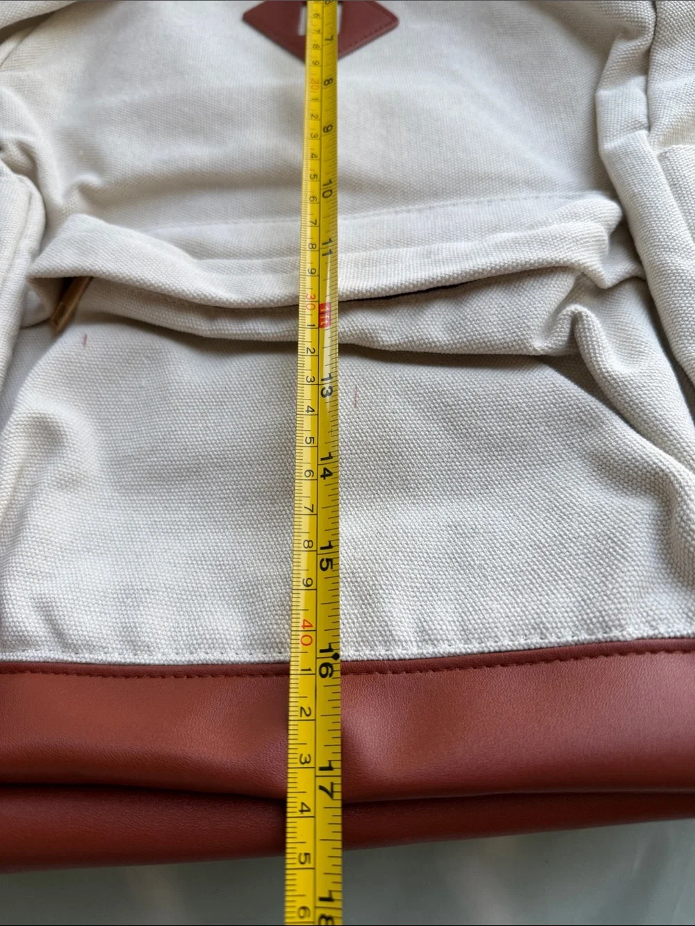 NWT Canvas Backpack in Cream with Brown Trim - Casual Everyday Bag